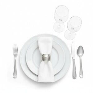 4 Silver Toned Hammered‎ Napkin Rings SKUH022